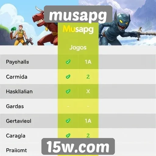 Comparação de jogos populares no musapg
